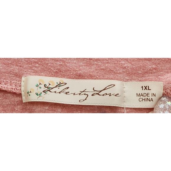 Liberty Love Orange Heathered Hi Low Hem Top 1XL Lightweight Roll Tab Sleeves - Picture 5 of 6